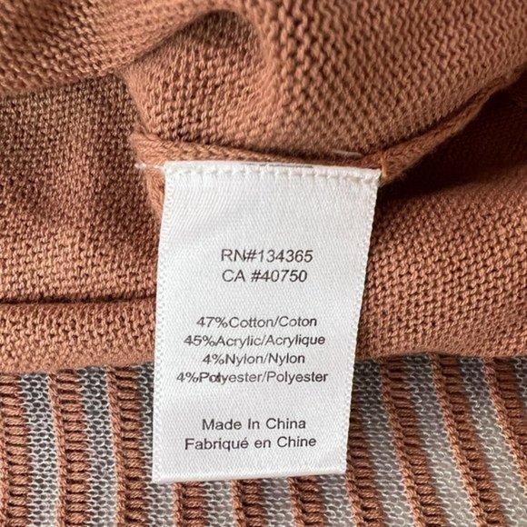 MARLA WYNNE Cardigan‎ Topper Chestnut Brown Striped Mesh Lagenlook Oversized XS - Picture 8 of 10